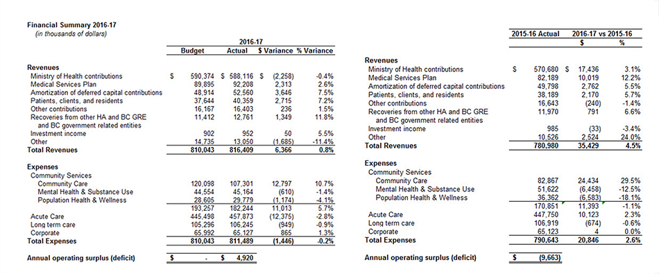 Financial Summary 2016-17