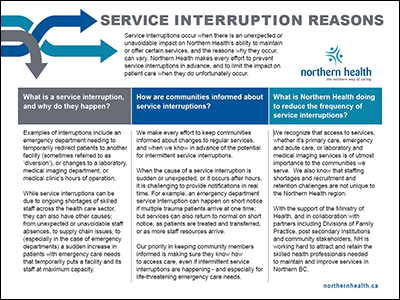 Service interruption reasons