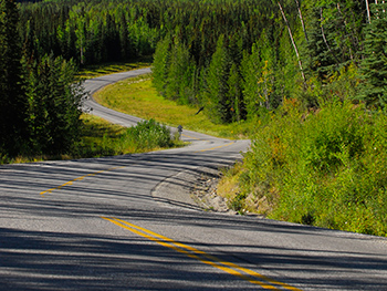 Alaska highway in the summer near Fort Nelson, BC.