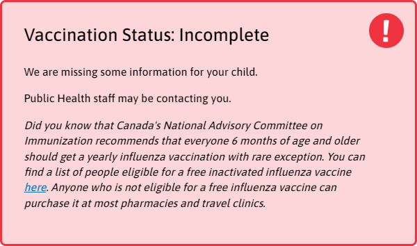 Vaccine status incomplete graphic