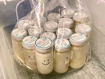 Donor human milk bottles