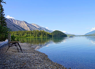 View of mountains and Muncho lake, near Fort Nelson.