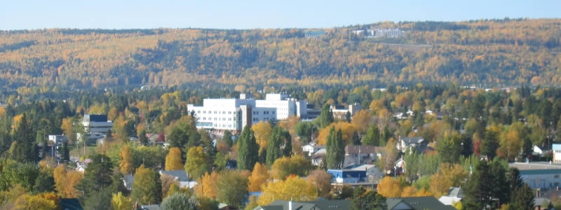Prince George in the fall with UHNBC in the background.